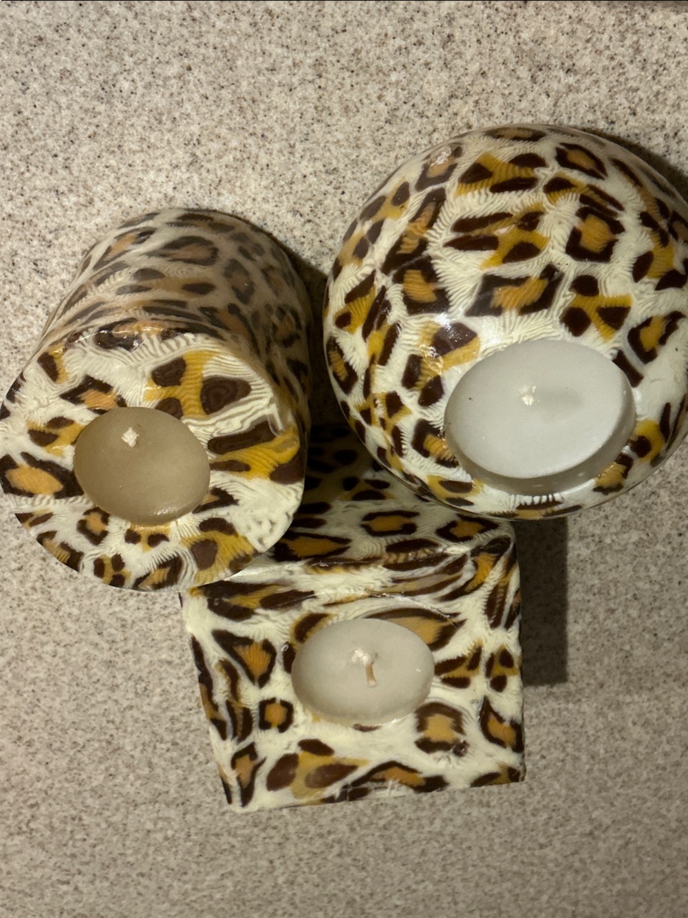 Leopard Print Decorative Candles - Set of 3